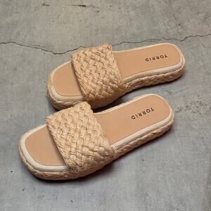 Torrid Slide Sandals Women US 8 Beige Woven Platform